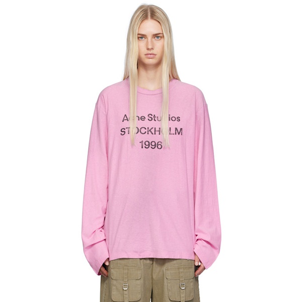 아크네스튜디오 아크네 스튜디오 Acne Studios Pink Relaxed-Fit T-Shirt 242129F110029