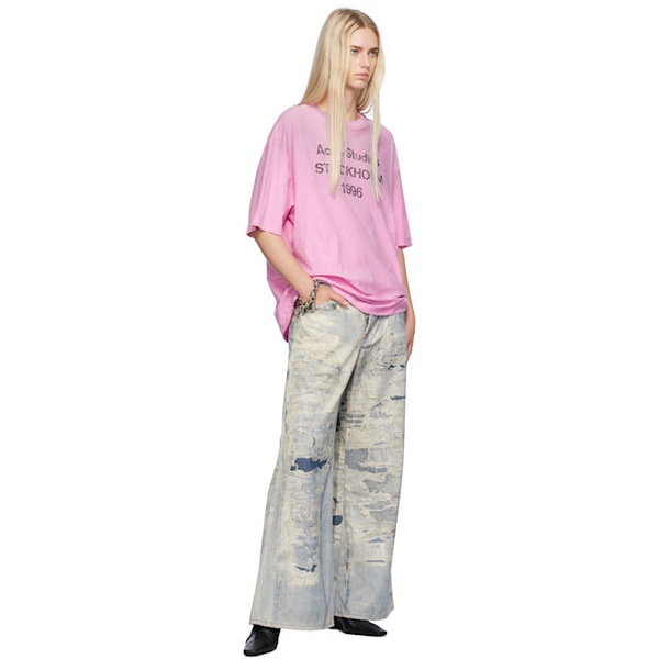 아크네스튜디오 아크네 스튜디오 Acne Studios Pink Relaxed-Fit Long Sleeve T-Shirt 242129F110028
