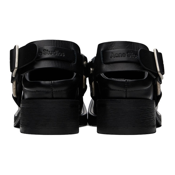 아크네스튜디오 아크네 스튜디오 Acne Studios Black Leather Buckle Loafers 242129F121000
