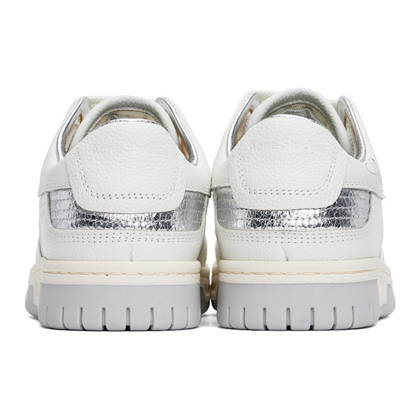 아크네스튜디오 아크네 스튜디오 Acne Studios White & Silver Low-Top Sneakers 242129F128006