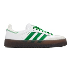 아디다스 오리지널 Adidas Originals White & Green Sambae Sneakers 242751F128049