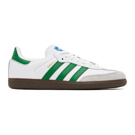 아디다스 오리지널 Adidas Originals White & Green Samba OG Sneakers 242751M237023