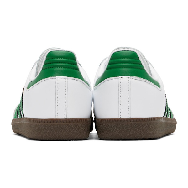 아디다스 아디다스 오리지널 Adidas Originals White & Green Samba OG Sneakers 242751M237023