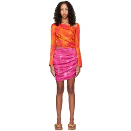 알루왈리아 Ahluwalia Orange & Pink Femi Minidress 231291F052001