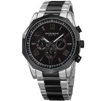 Akribos Xxiv MEN'S Enterprise Stainless Steel Black Dial Watch P50163
