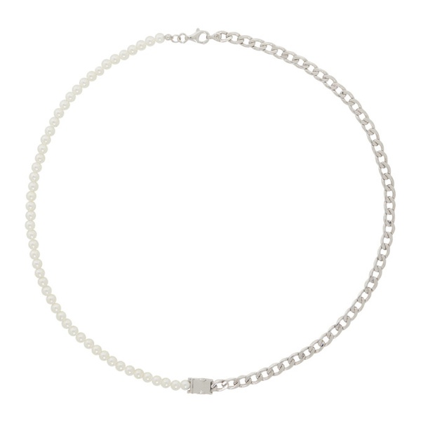  앨런 크로세티 Alan Crocetti Silver & White Mix Unity Curb Chain Necklace 232201M145022