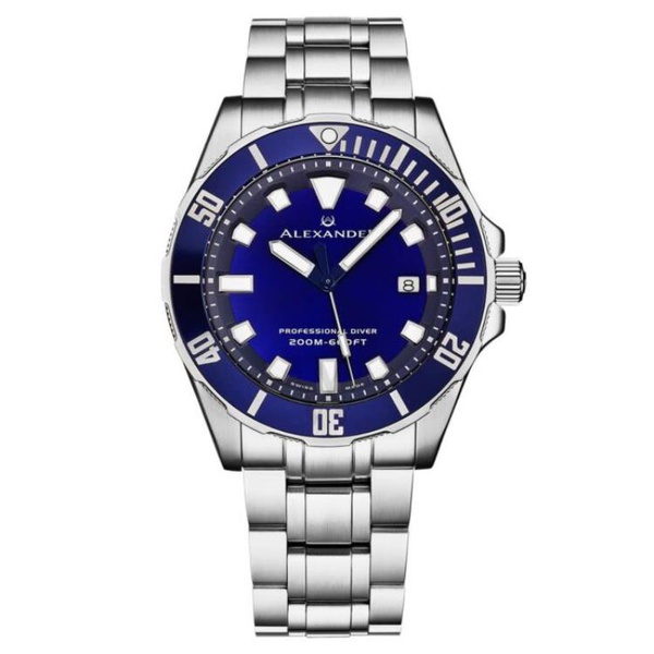  MEN'S Alexander 2 Stainless Steel Blue Dial Watch A501B-02