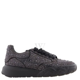 알렉산더맥퀸 Alexander McQueen MEN'S Black Rhinestone Embellished Low Top Court Sneakers 705119 WHCET 1000