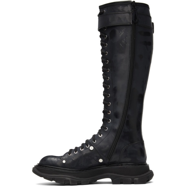 알렉산더 맥퀸 알렉산더맥퀸 Alexander McQueen Black Tread Lace-Up Tall Boots 212259F115001