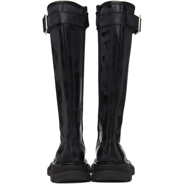 알렉산더 맥퀸 알렉산더맥퀸 Alexander McQueen Black Tread Lace-Up Tall Boots 212259F115001
