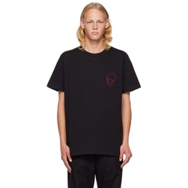 알렉산더맥퀸 Alexander McQueen Black Embroidered T-Shirt 231259M213009
