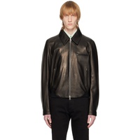 알렉산더맥퀸 Alexander McQueen Black Zip-Up Leather Jacket 231259M175009