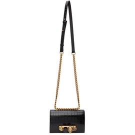 알렉산더맥퀸 Alexander McQueen Black Croc Mini Jewelled Satchel Bag 212259F048058