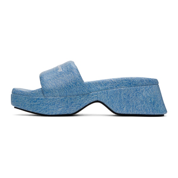 알렉산더왕 알렉산더 왕 Alexander Wang Blue Trompe Loeil Denim Goatskin Float Heeled Sandals 241187F125002