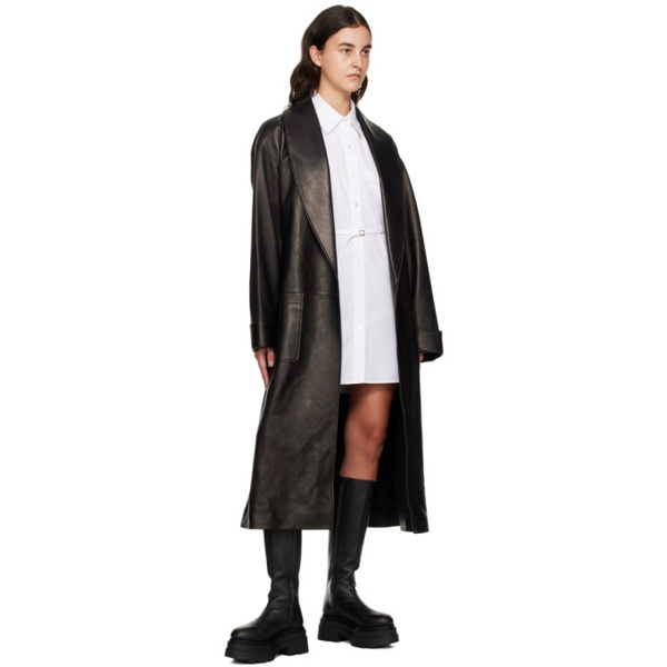 알렉산더왕 알렉산더 왕 Alexander Wang Black Shawl Leather Coat 232187F077000