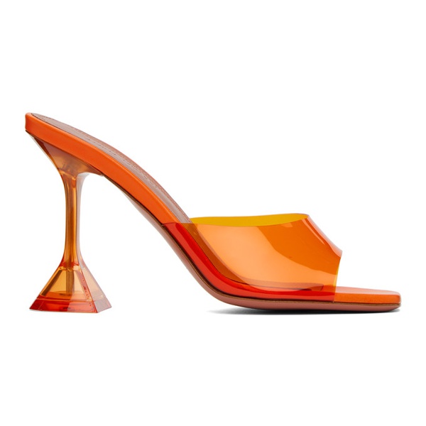  아미나 무아디 Amina Muaddi Orange Lupita Glass Slipper Heeled Sandals 232415F125028