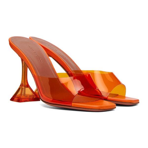  아미나 무아디 Amina Muaddi Orange Lupita Glass Slipper Heeled Sandals 232415F125028