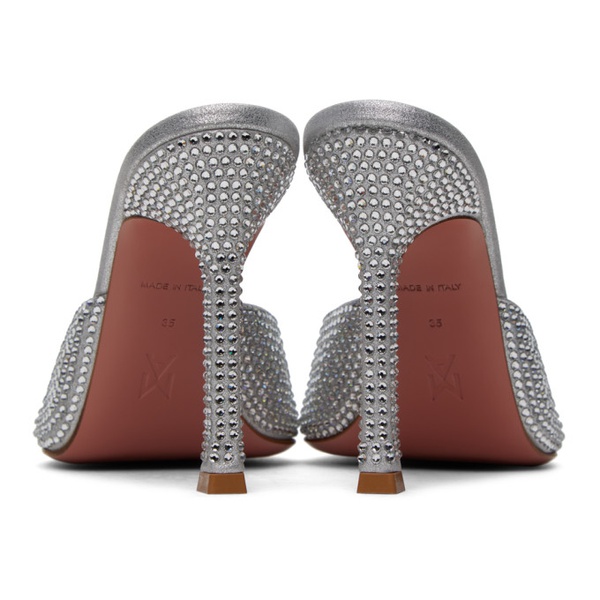  아미나 무아디 Amina Muaddi Silver Alexa Crystal Slipper 105 Heeled Sandals 241415F125006