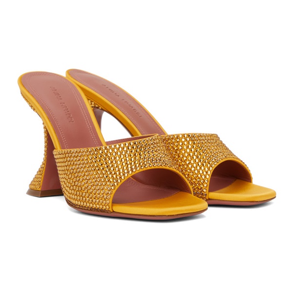  아미나 무아디 Amina Muaddi Yellow Lupita Crystal Slipper Heeled Sandals 241415F125021