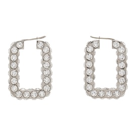아미나 무아디 Amina Muaddi Silver Crystals Hoop Earrings 242415F022004