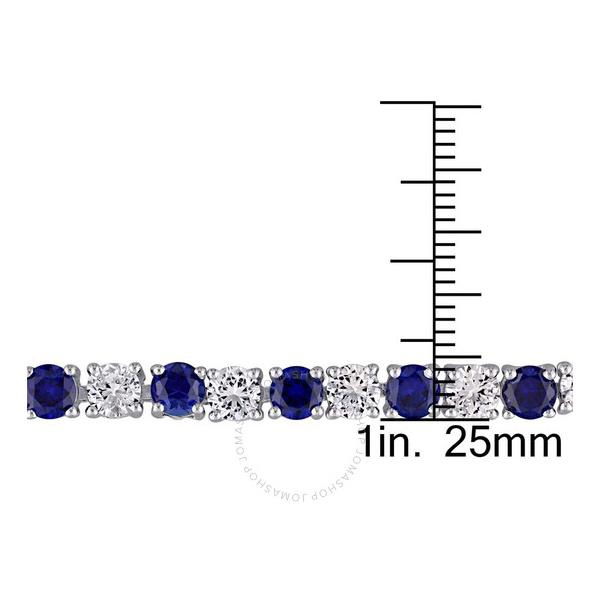  A모우 MOUR 14 1/4 CT TGW Created Blue and White Sapphire Bracelet In Sterling Silver JMS003291