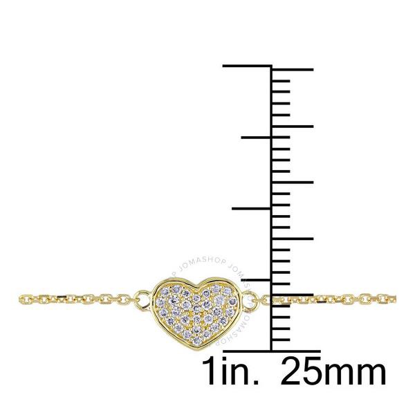  A모우 MOUR 1/10 CT TW Diamond Heart Charm Bracelet In 14K Yellow Gold JMS006391