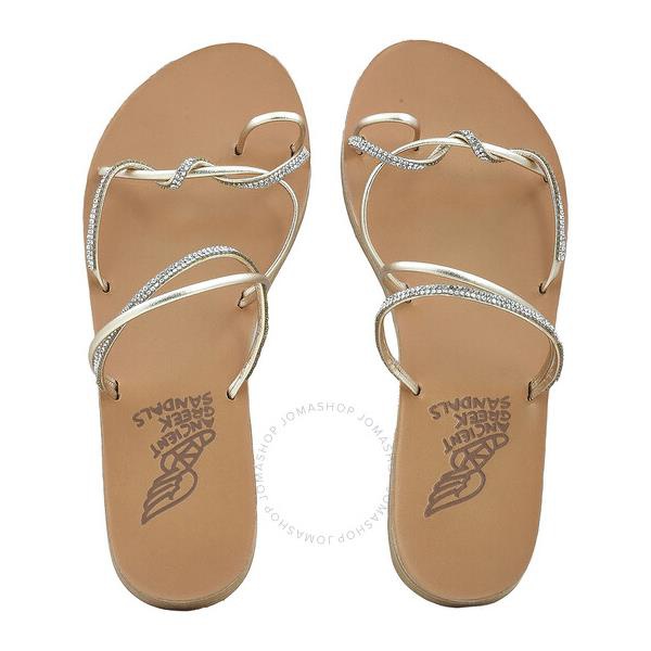  에인션트 그릭 샌들 Ancient Greek Sandals Ladies Platinum/Silver Fantasia Flat Sandals 11635-1116-PLATINUM/SILVER