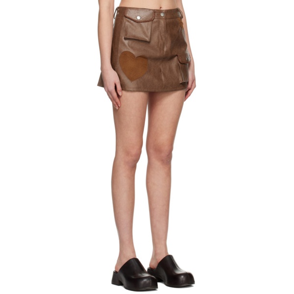  앤더슨벨 Andersson Bell Brown Eyelet Faux-Leather Miniskirt 231375F090002