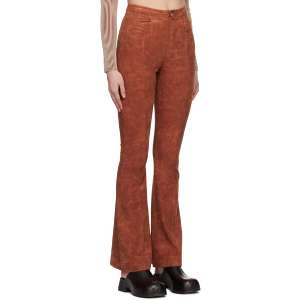 앤더슨벨 Andersson Bell Orange Paneled Faux-Leather Trousers 231375F087002