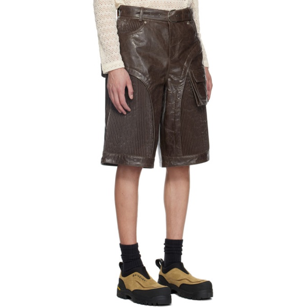  앤더슨벨 Andersson Bell Brown Sunbird Faux-Leather Shorts 241375M193001