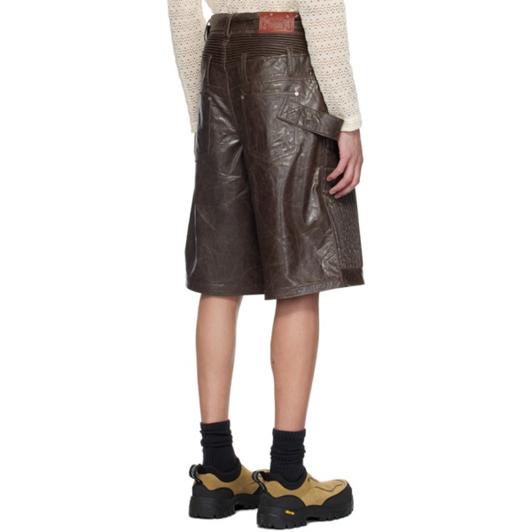  앤더슨벨 Andersson Bell Brown Sunbird Faux-Leather Shorts 241375M193001