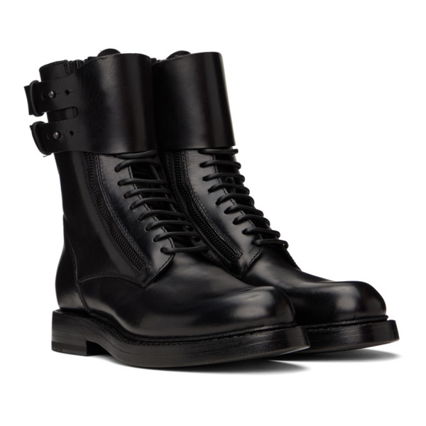  앤드윌 미스터 Ann Demeulemeester Black Jeroom Combat Boots 231378F113003