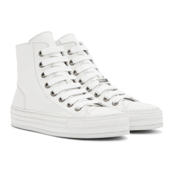  앤드윌 미스터 Ann Demeulemeester White Leather Raven Sneakers 221378F127000