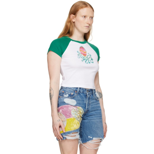  안나수이 Anna Sui White & Green Octopus T-Shirt 241894F110009