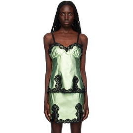 안나수이 Anna Sui Green Metallic Faux-Leather Camisole 232894F111004