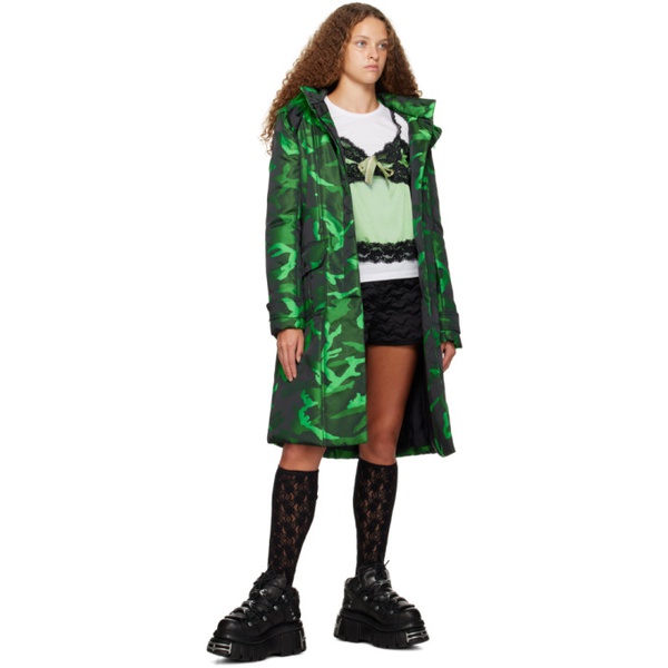  안나수이 Anna Sui Green CA모우 MOUFLAGE Coat 232894F059002