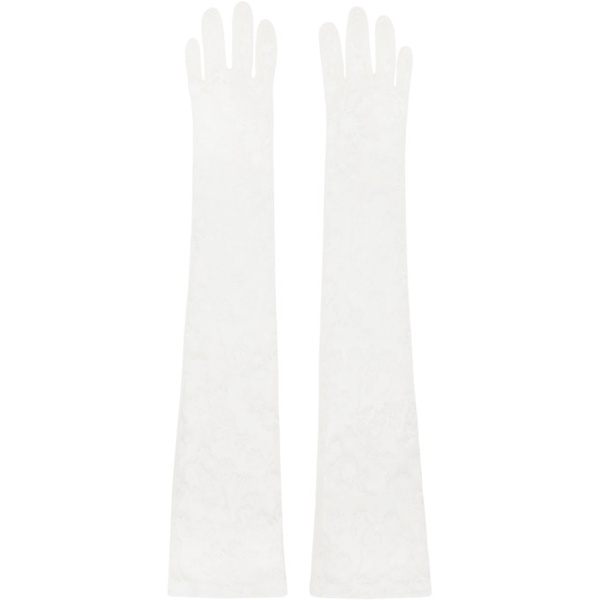  안나수이 Anna Sui SSENSE Exclusive White Floral Gloves 242894F012000