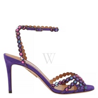 Aquazzura Dark Violet Tequila 85 Crystal Embellished Sandals TQLMIDS0-SUE-DKV