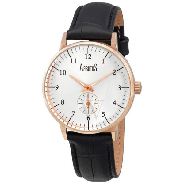  Arbutus MEN'S Classic Genuine Leather Silver-tone Dial Watch AR804RWB