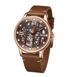 Arbutus MEN'S Wall Street Genuine Leather Brown Dial Watch AR2101RFF