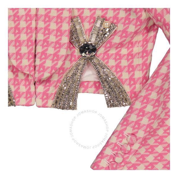  Area Ladies Pink Multi Deco Bow Slit Cropped Blazer 2301J25A172 Pink Multi