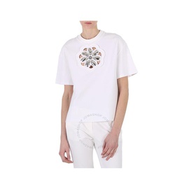 Area White Mussel Flower Embellished Cutout Jersey T-Shirt 2301T19184 White