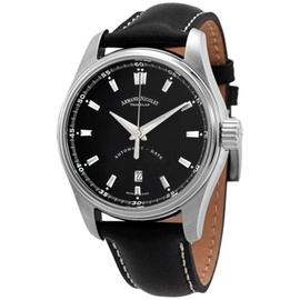 Armand Nicolet MEN'S MH2 Leather Black Dial Watch A640A-NR-P140NR2