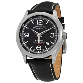 Armand Nicolet MEN'S MAH Leather Black Dial Watch A840HAA-NR-P140NR2