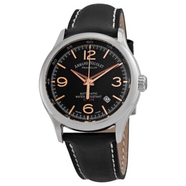 Armand Nicolet MEN'S MHA Leather Black Dial Watch A840HAA-NS-P140NR2
