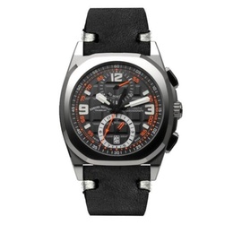 Armand Nicolet MEN'S JH9 Chronograph Leather Black/Orange Dial Watch A668HAA-NO-PK4140NR