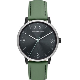 Armani Exchange MEN'S Cayde Leather Black Dial Watch AX2740