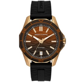 Armani Exchange MEN'S Three Hand Date Silicone Brown Dial Watch AX1954