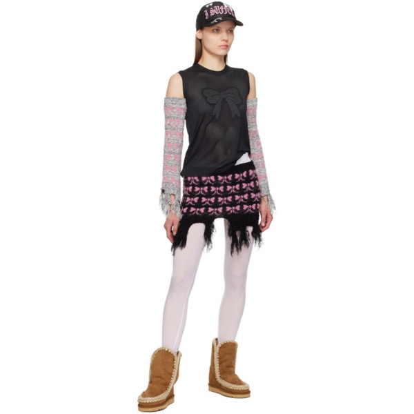  애슐리 윌리엄스 Ashley Williams Black & Pink Frayed Miniskirt 241927F090003
