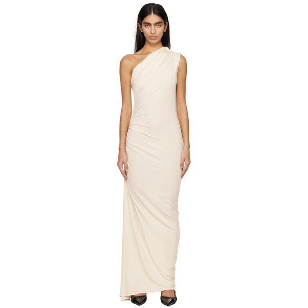  Atlein 오프화이트 Off-White Single-Shoulder Maxi Dress 241302F055010